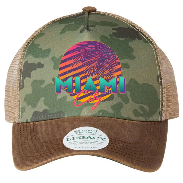 Retro 80's Miami CIty Emblem Legacy Tie Dye Trucker Hat