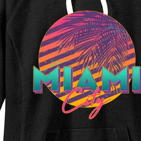 Retro 80's Miami CIty Emblem Women's Fleece Hoodie