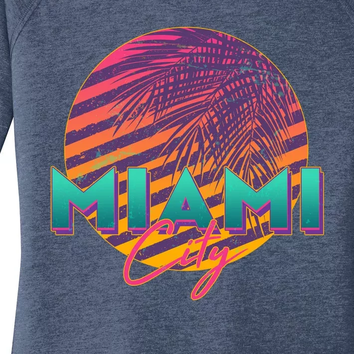 Retro 80's Miami CIty Emblem Women's Perfect Tri Tunic Long Sleeve Shirt