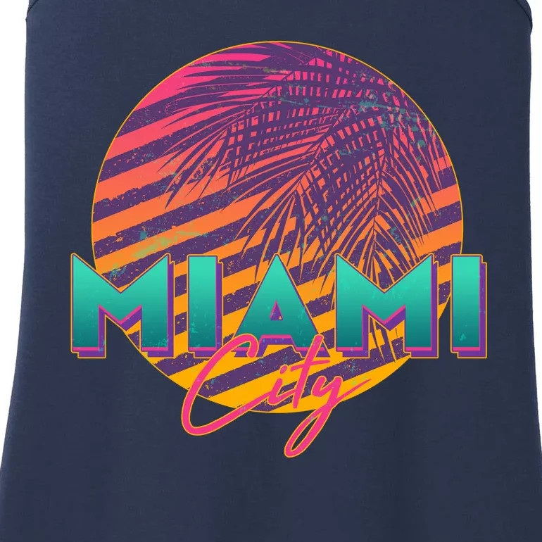 Retro 80's Miami CIty Emblem Ladies Essential Tank