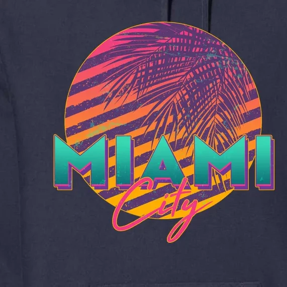 Retro 80's Miami CIty Emblem Premium Hoodie