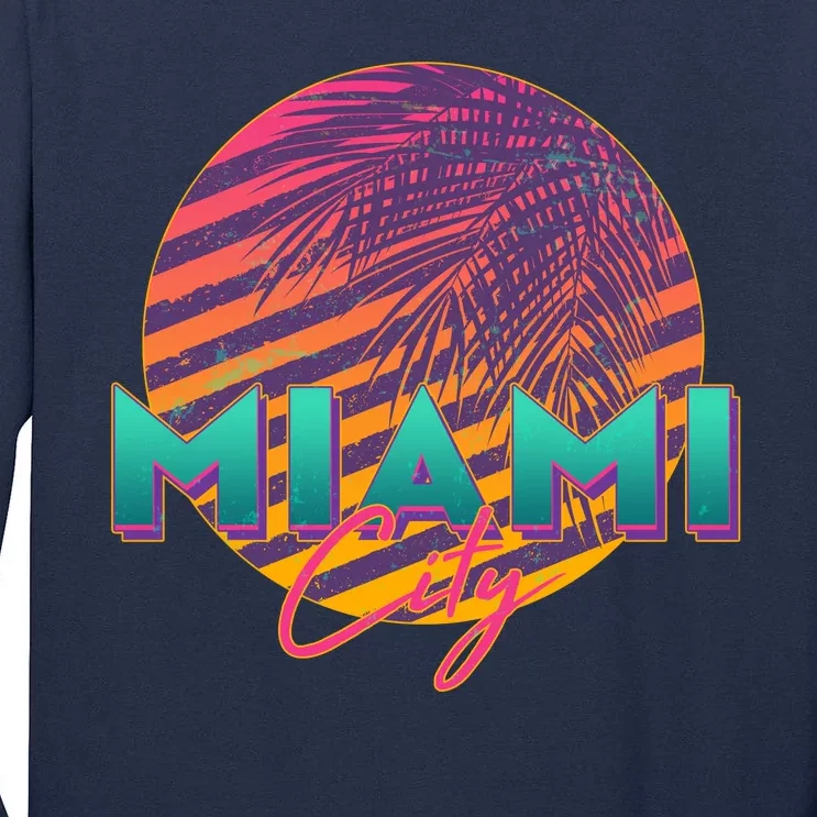 Retro 80's Miami CIty Emblem Tall Long Sleeve T-Shirt