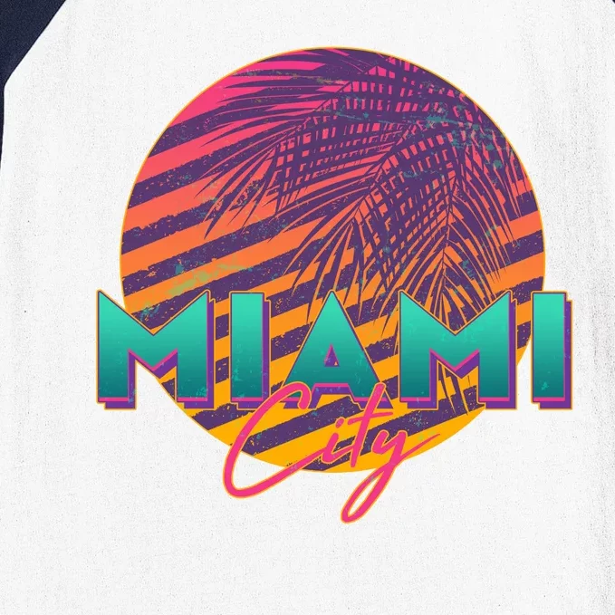 Retro 80's Miami CIty Emblem Baseball Sleeve Shirt