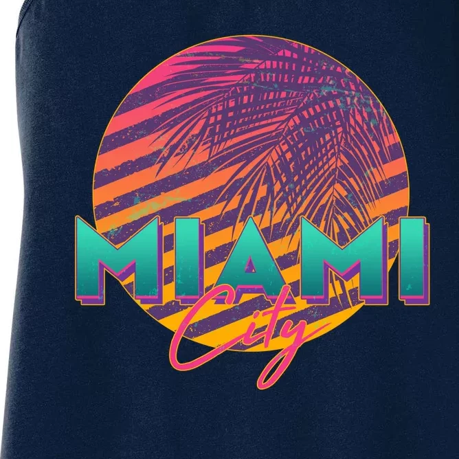 Retro 80's Miami CIty Emblem Women's Racerback Tank