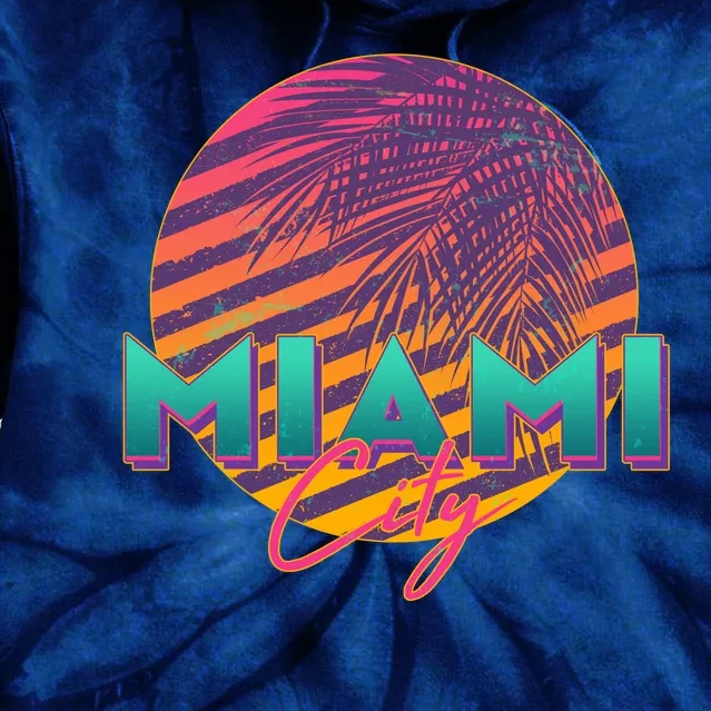 Retro 80's Miami CIty Emblem Tie Dye Hoodie