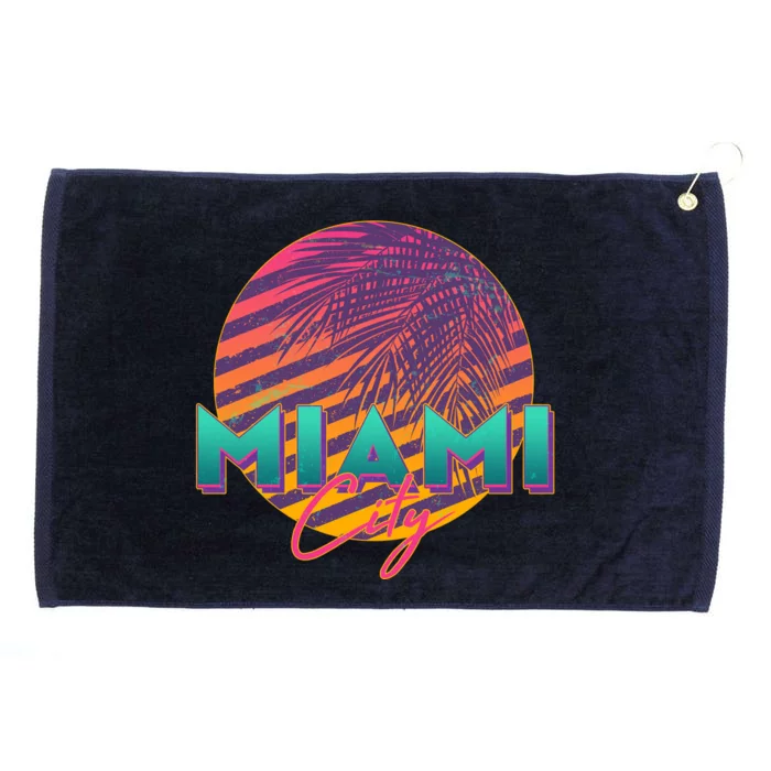 Retro 80's Miami CIty Emblem Grommeted Golf Towel