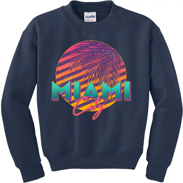 Retro 80's Miami CIty Emblem Kids Sweatshirt