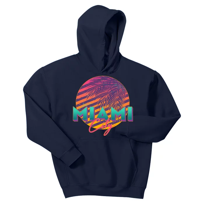 Retro 80's Miami CIty Emblem Kids Hoodie