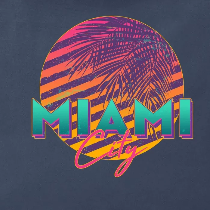 Retro 80's Miami CIty Emblem Zip Tote Bag