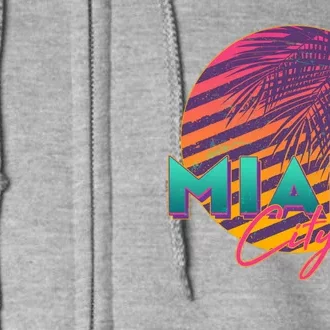 Retro 80's Miami CIty Emblem Full Zip Hoodie