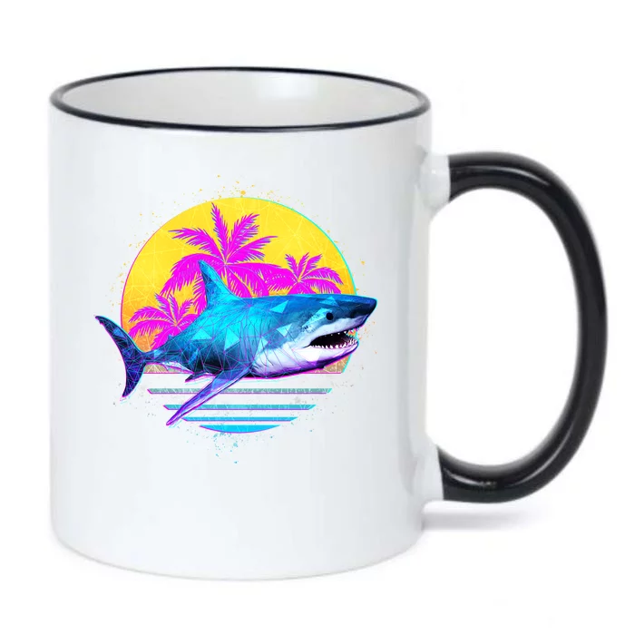 Retro 80s Polygon Shark Black Color Changing Mug