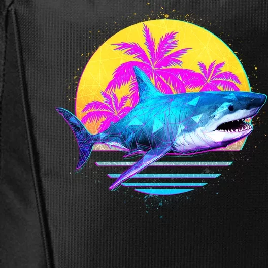 Retro 80s Polygon Shark City Backpack