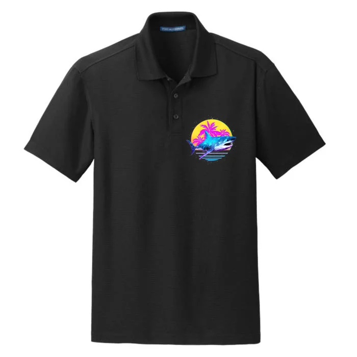 Retro 80s Polygon Shark Dry Zone Grid Performance Polo