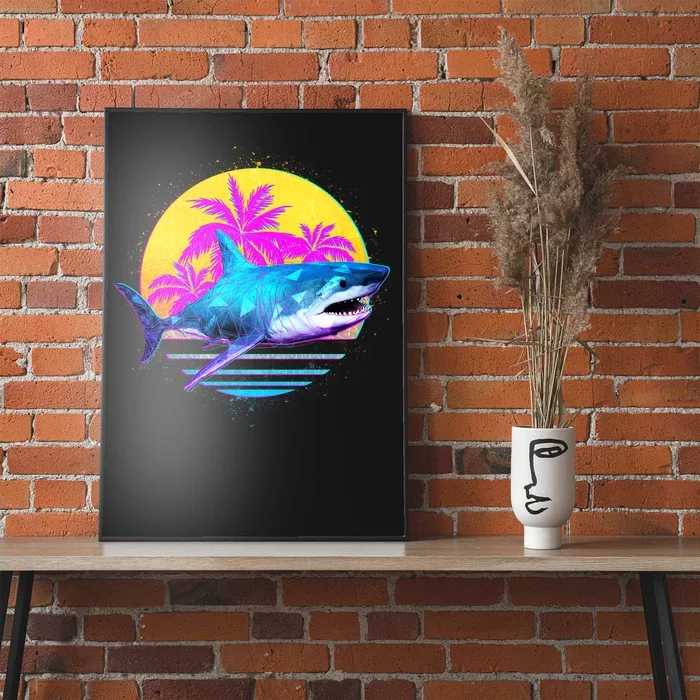 Retro 80s Polygon Shark Poster