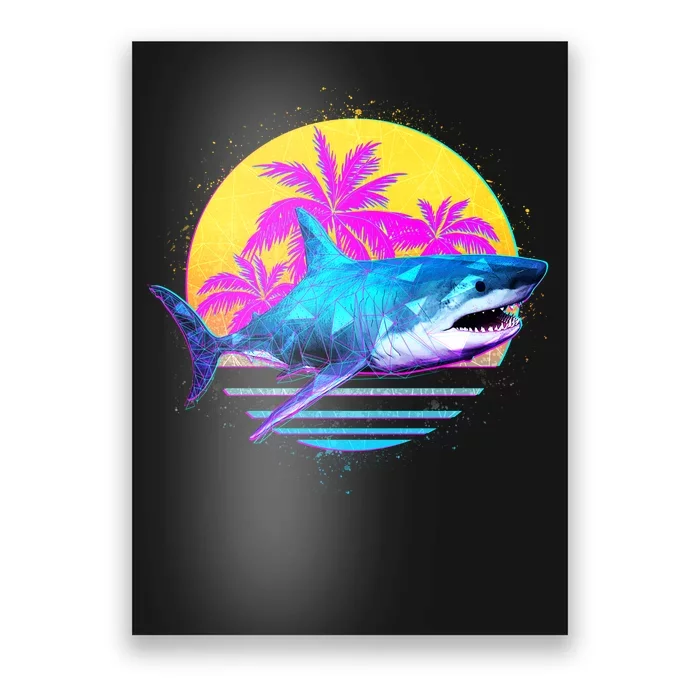 Retro 80s Polygon Shark Poster