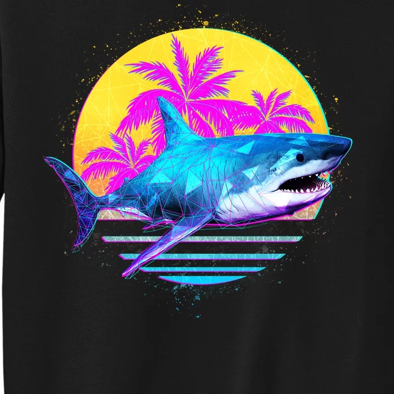 Retro 80s Polygon Shark Tall Sweatshirt