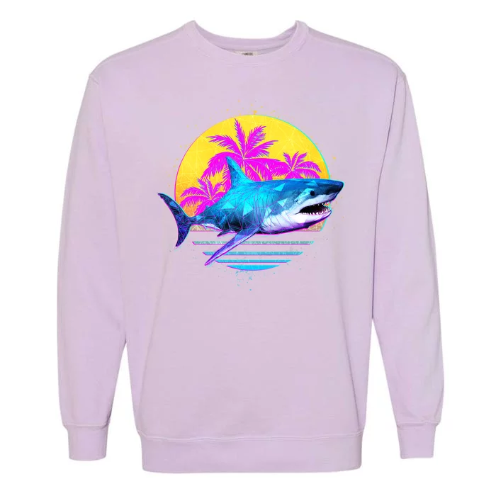 Retro 80s Polygon Shark Garment-Dyed Sweatshirt