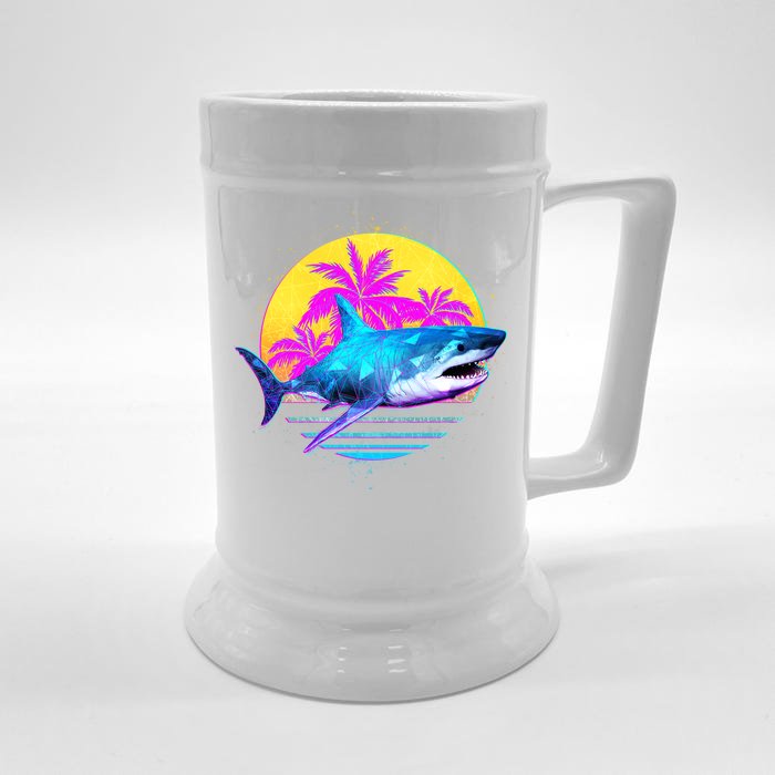 Retro 80s Polygon Shark Front & Back Beer Stein