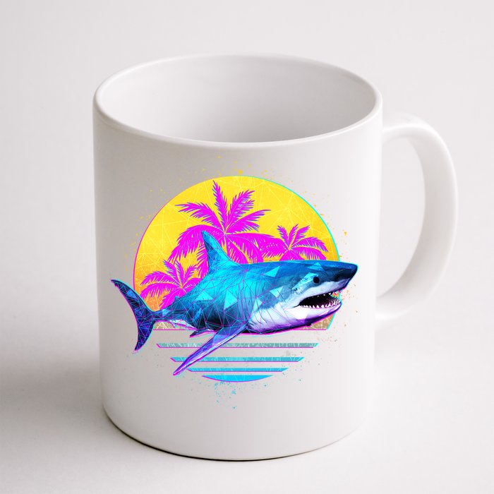 Retro 80s Polygon Shark Front & Back Coffee Mug