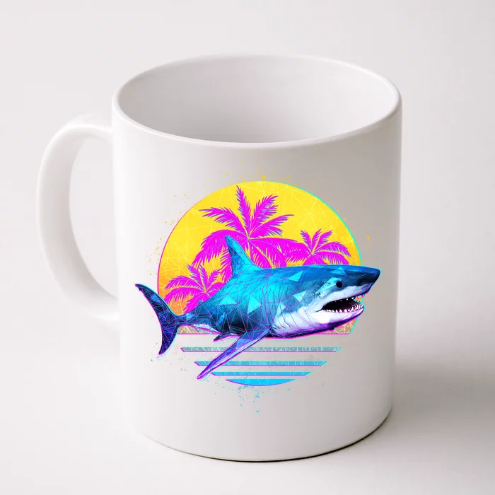 Retro 80s Polygon Shark Front & Back Coffee Mug