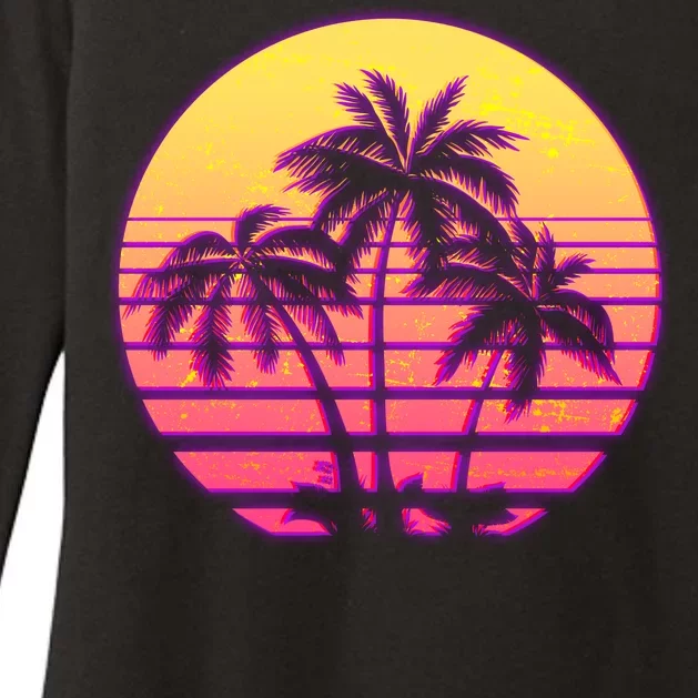 Retro 80's Sunset Palms Womens CVC Long Sleeve Shirt