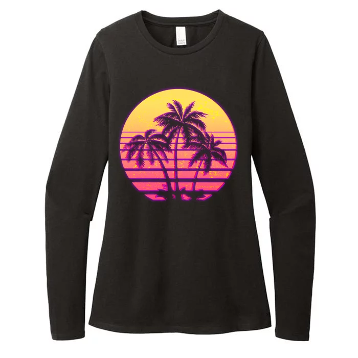 Retro 80's Sunset Palms Womens CVC Long Sleeve Shirt