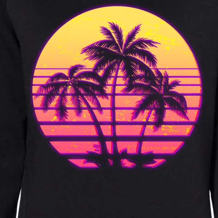 Retro 80's Sunset Palms Womens California Wash Sweatshirt