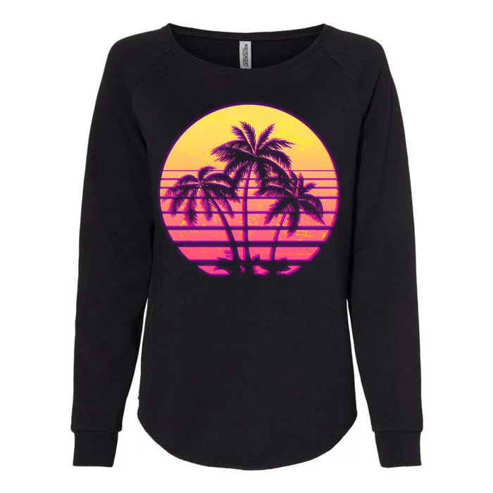 Retro 80's Sunset Palms Womens California Wash Sweatshirt