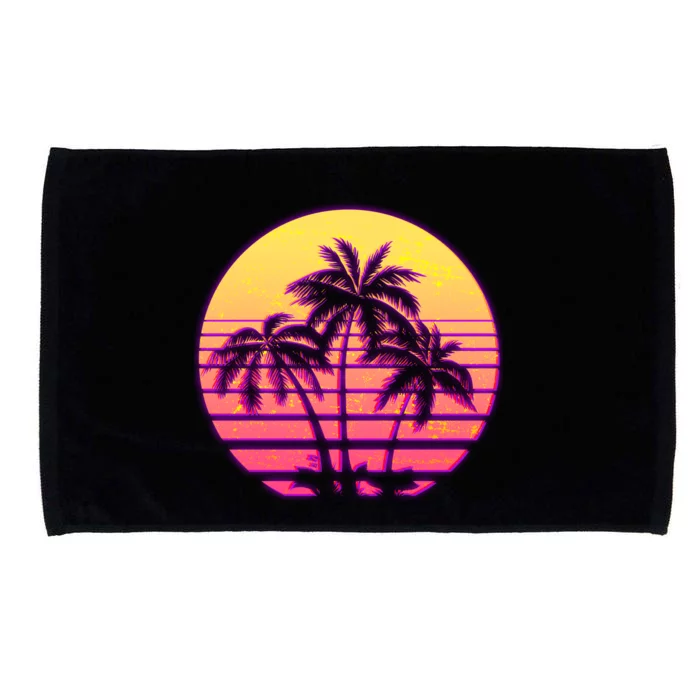 Retro 80's Sunset Palms Microfiber Hand Towel