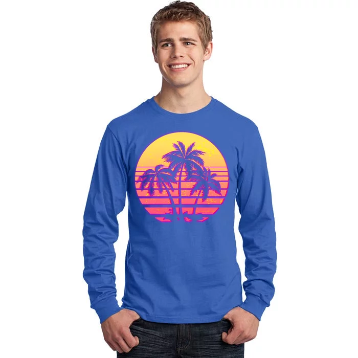 Retro 80's Sunset Palms Tall Long Sleeve T-Shirt