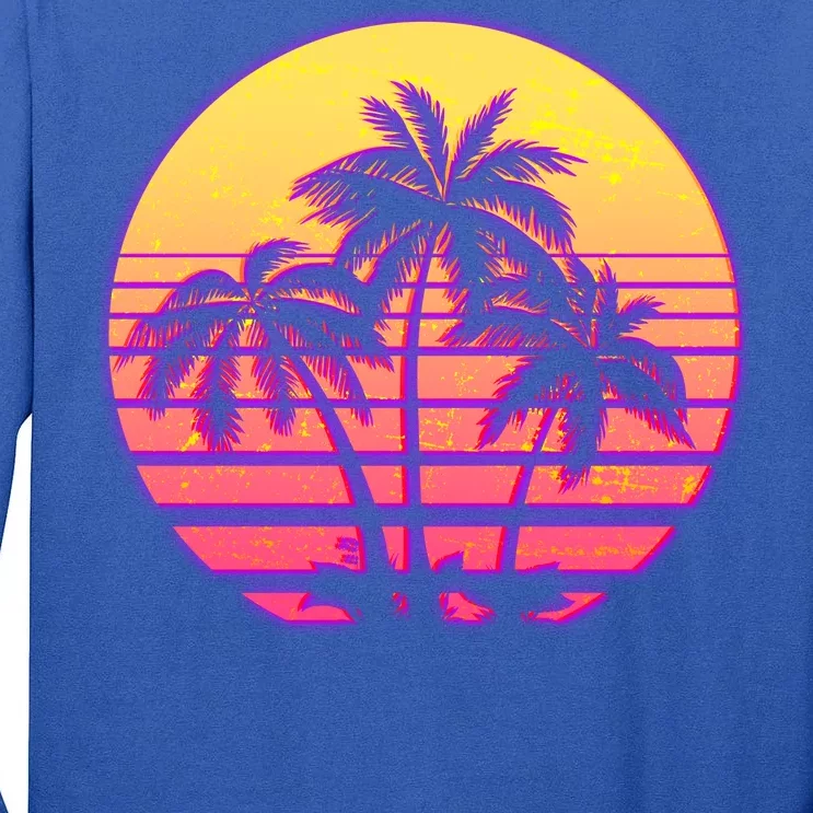 Retro 80's Sunset Palms Tall Long Sleeve T-Shirt