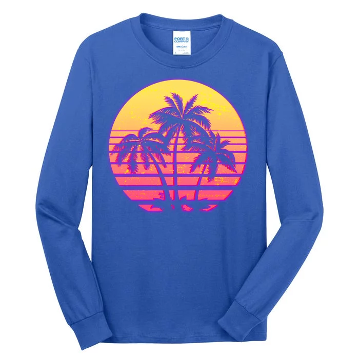 Retro 80's Sunset Palms Tall Long Sleeve T-Shirt