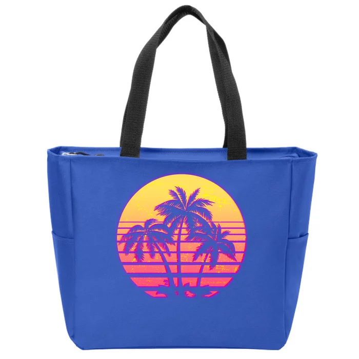 Retro 80's Sunset Palms Zip Tote Bag