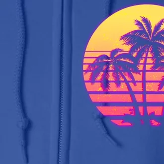 Retro 80's Sunset Palms Full Zip Hoodie