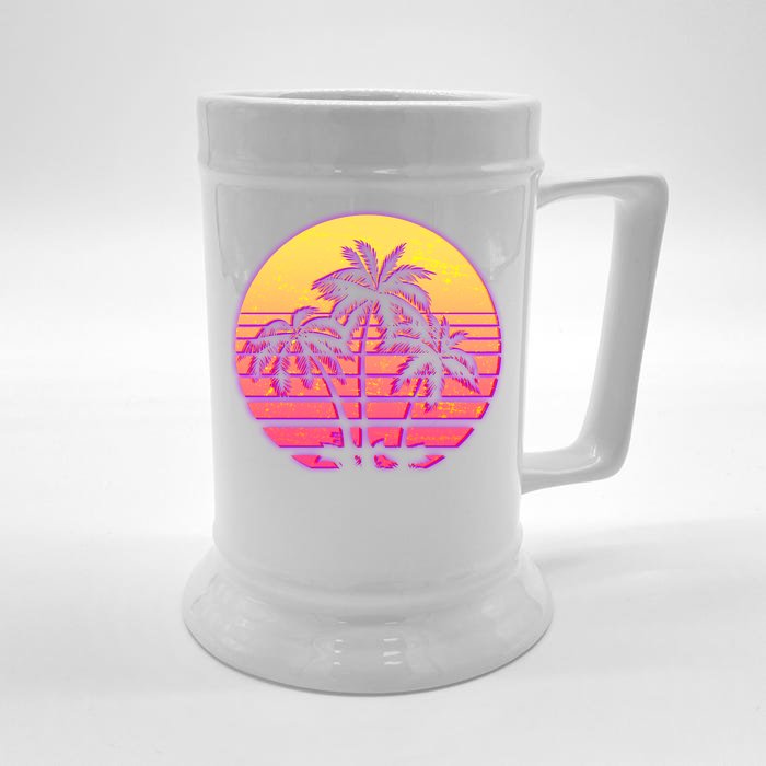 Retro 80's Sunset Palms Front & Back Beer Stein