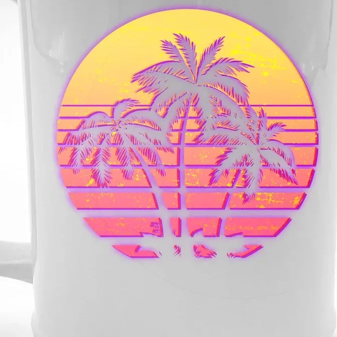 Retro 80's Sunset Palms Front & Back Beer Stein