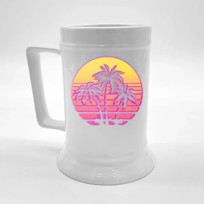 Retro 80's Sunset Palms Front & Back Beer Stein