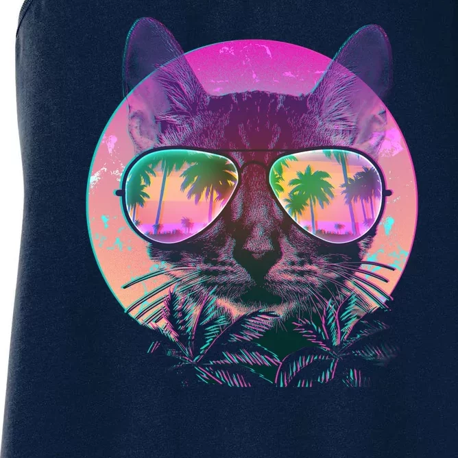 Retro 80s Tropical Cat Women's Racerback Tank