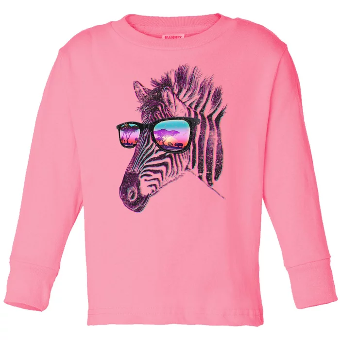 Retro 80s Zebra Shade Toddler Long Sleeve Shirt