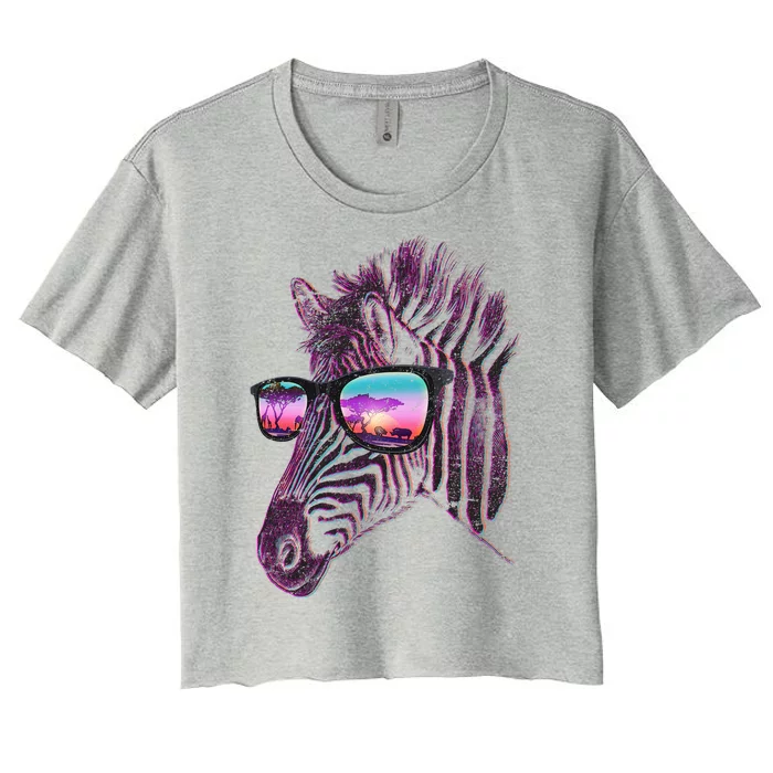 Retro 80s Zebra Shade Women's Crop Top Tee