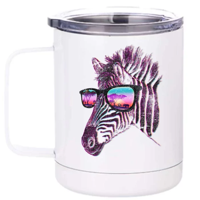 Retro 80s Zebra Shade Front & Back 12oz Stainless Steel Tumbler Cup