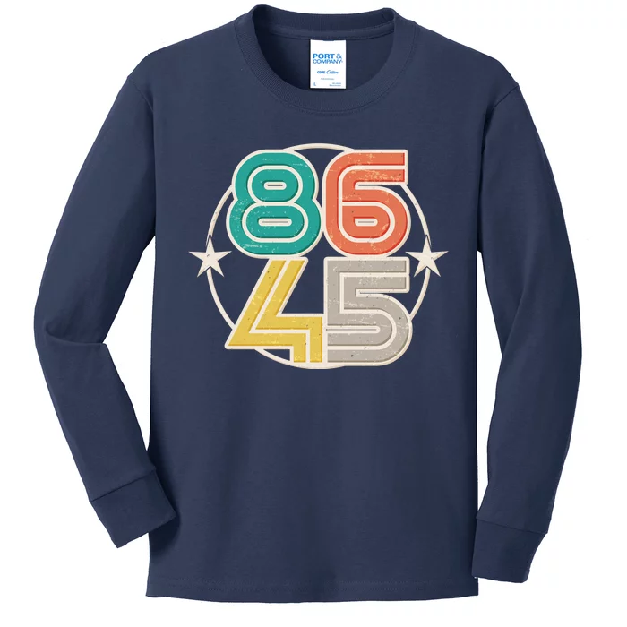 Retro 86 45 Impeach Trump Kids Long Sleeve Shirt