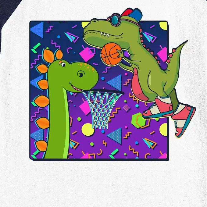 Retro 90's Basketball Dinosaurs Baseball Sleeve Shirt