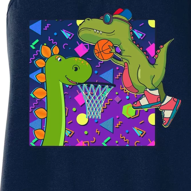 Retro 90's Basketball Dinosaurs Women's Racerback Tank