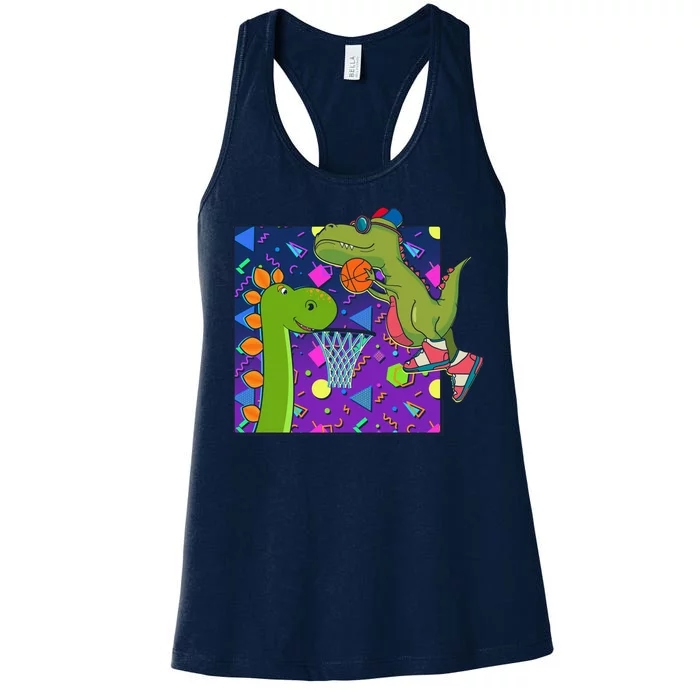 Retro 90's Basketball Dinosaurs Women's Racerback Tank