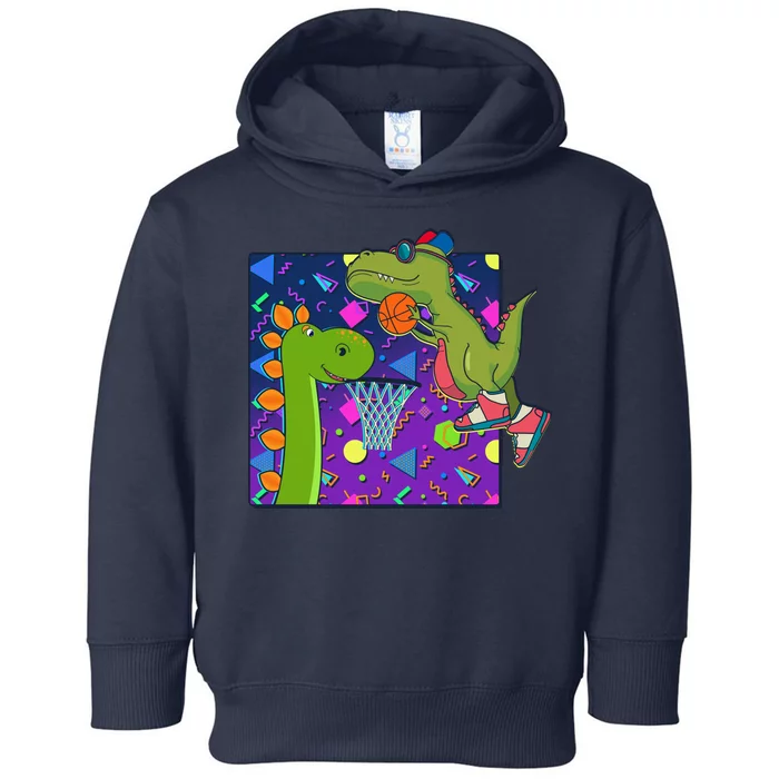 Retro 90's Basketball Dinosaurs Toddler Hoodie