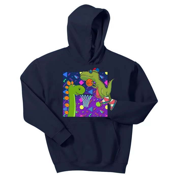 Retro 90's Basketball Dinosaurs Kids Hoodie