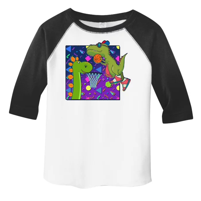 Retro 90's Basketball Dinosaurs Toddler Fine Jersey T-Shirt