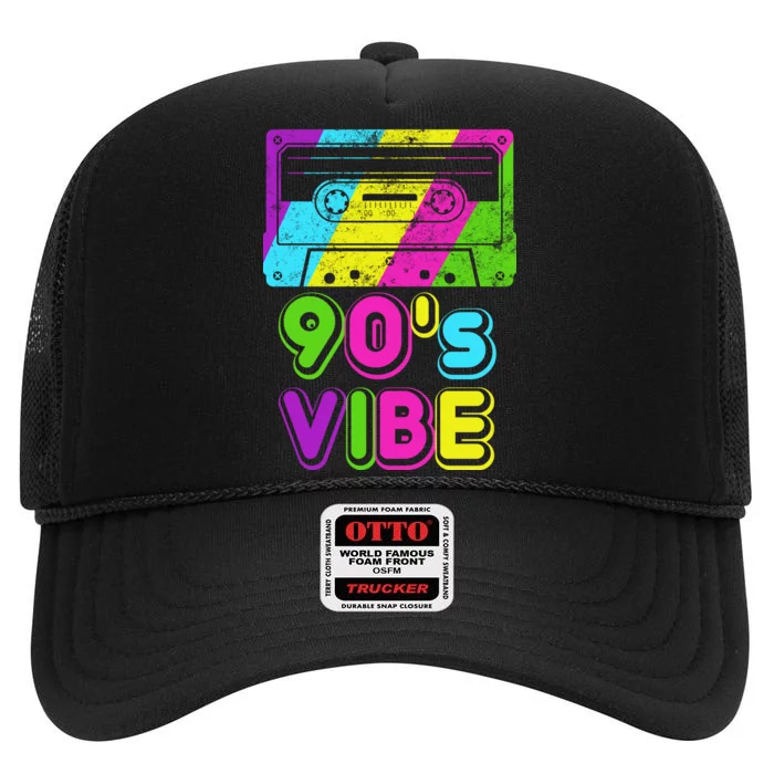 Retro 90's Vibe Vintage High Crown Mesh Trucker Hat