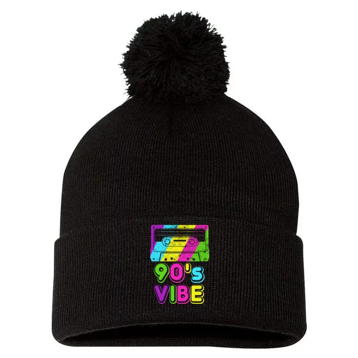 Retro 90's Vibe Vintage Pom Pom 12in Knit Beanie